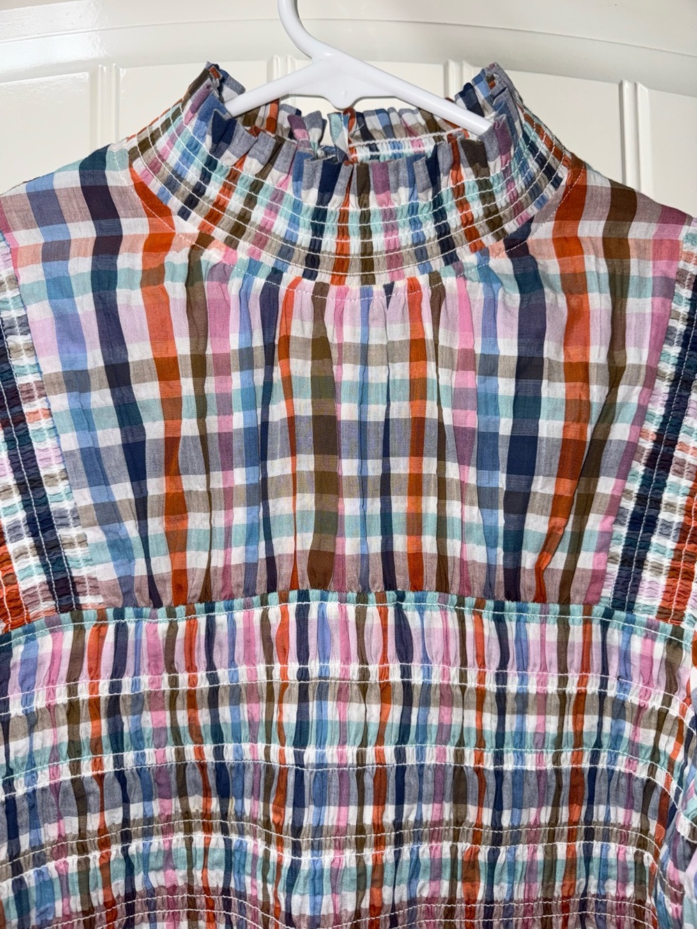 LN $395 WOMENS SMALL (bust 36”) HUNTER BELL LOREN BLOUSE SHIRT TOP PLAID - Picture 2 of 5